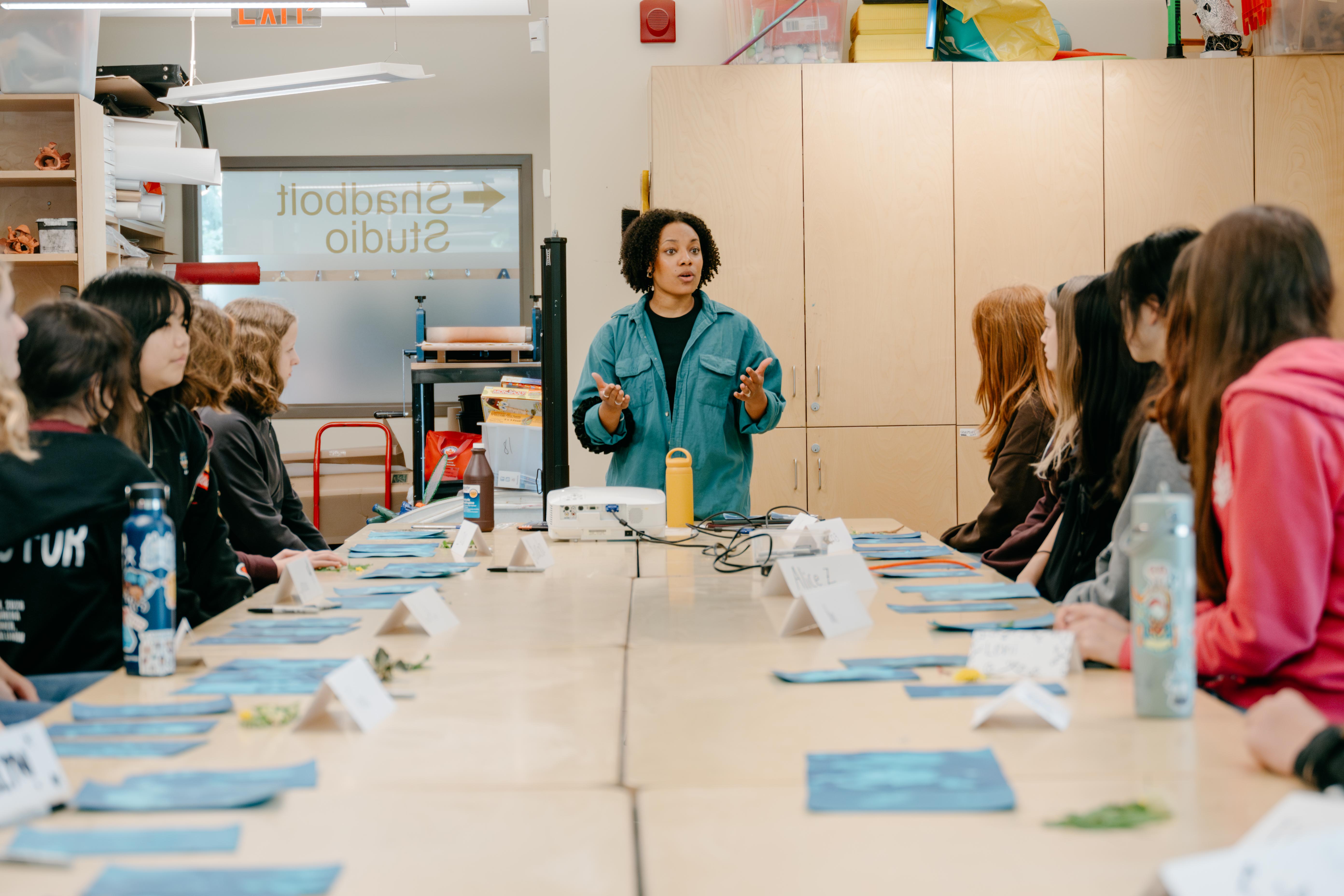 Becky Bair leading her Artist in Residence Workshop in Spring 2026